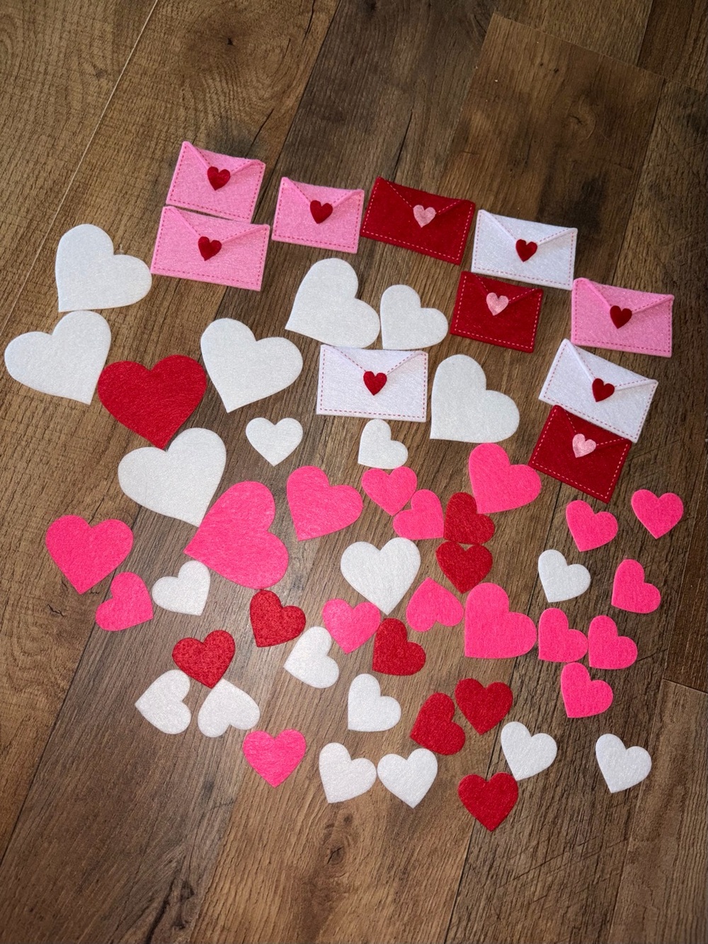 Felt heart and envelope craft supplies